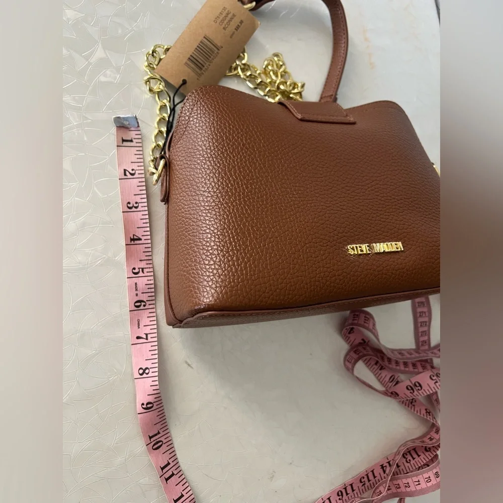 STIVE MADDEN Brown Leather Chain Strap Bag